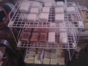 homemade-soap drying
